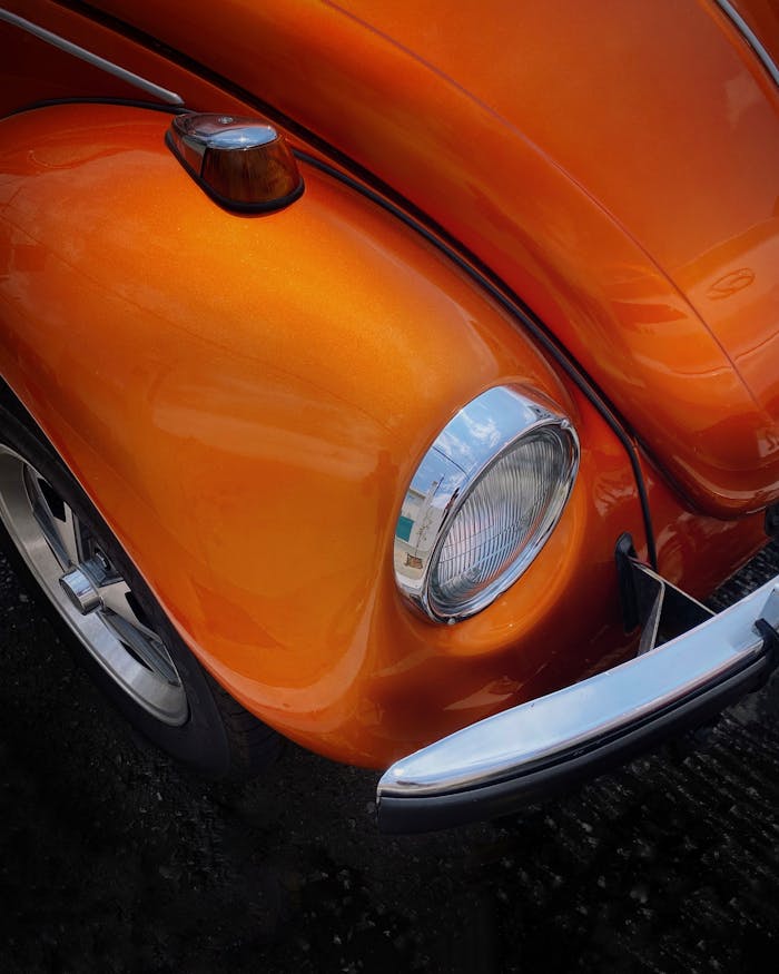 Light in an Orange Vintage Car 